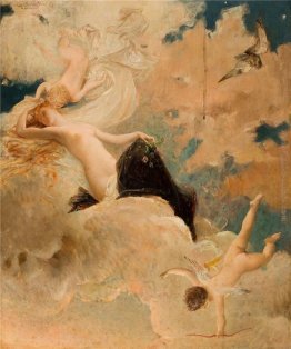 Una bellezza eterea con putti tra le nuvole Una bellezza eterea con putti tra le nuvole
