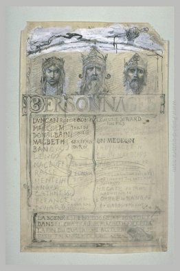 Projet de frontispice versare Macbeth orné de trois têtes couron Projet de frontispice versare Macbeth orné de trois têtes couron