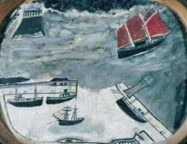 Schooner avvicina un porto Schooner avvicina un porto