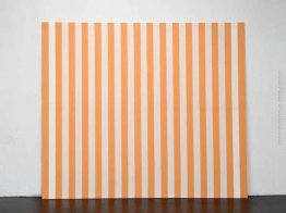 Peinture acrylique blanche sur tissu rayé blanc et arancione Peinture acrylique blanche sur tissu rayé blanc et arancione
