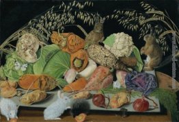 Natura morta con verdure, topi e conigli Natura morta con verdure, topi e conigli