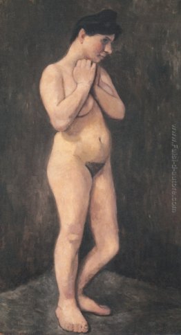 In piedi femminili nudi, le braccia si trovano davanti al petto In piedi femminili nudi, le braccia si trovano davanti al petto