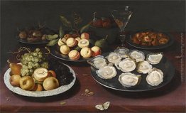 Natura morta di frutta e un piatto di ostriche Natura morta di frutta e un piatto di ostriche