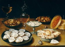 Piatti con Ostriche, frutta e vino Piatti con Ostriche, frutta e vino