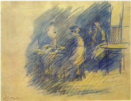 Picasso e S. Junier-Vidal seduto vicino Celestina Picasso e S. Junier-Vidal seduto vicino Celestina