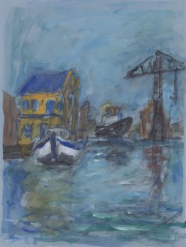 Vecchia nave-cantiere con gru Groenland a Wittenburg, Amsterdam Vecchia nave-cantiere con gru Groenland a Wittenburg, Amsterdam