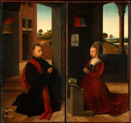 Ritratto di un donatore maschile e femminile Ritratto di un donatore maschile e femminile