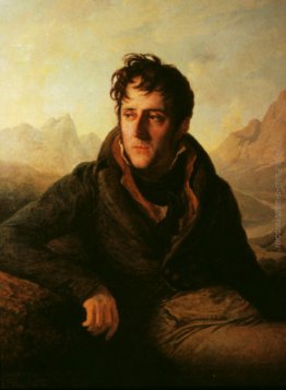 Ritratto di Chateaubriand sfondo di paesaggi di montagna Ritratto di Chateaubriand sfondo di paesaggi di montagna
