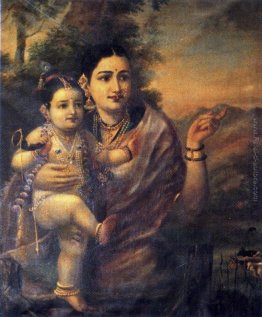 Sri Krishna, come un bambino con la madre adottiva Yasoda Sri Krishna, come un bambino con la madre adottiva Yasoda