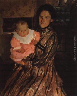 Ritratto di Y.E. Kustodieva con il figlio Ritratto di Y.E. Kustodieva con il figlio