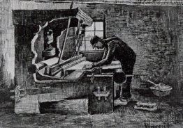 Tessitore piedi di fronte a un Loom Tessitore piedi di fronte a un Loom