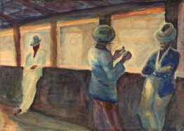 TRE UOMINI in una stazione ferroviaria TRE UOMINI in una stazione ferroviaria