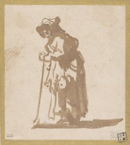 Mendicante Donna che si appoggia su un bastone Mendicante Donna che si appoggia su un bastone