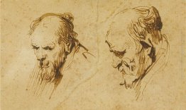 Due studi della testa di un uomo anziano Due studi della testa di un uomo anziano