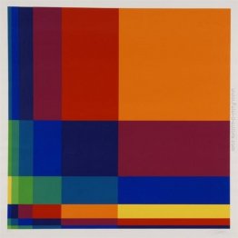 Sechs vertikale Systematische Farbreihen mit orangem Quadrat rec Sechs vertikale Systematische Farbreihen mit orangem Quadrat rec