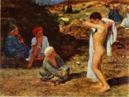 Sette ragazzi in abiti colorati Sette ragazzi in abiti colorati