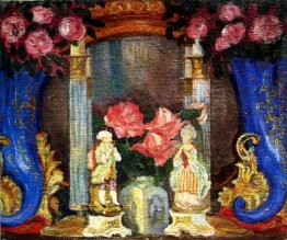 Natura morta con figurine di porcellana e le rose Natura morta con figurine di porcellana e le rose