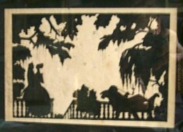 Alla veranda. Silhouette, inchiostro su carta. Firmato con le in Alla veranda. Silhouette, inchiostro su carta. Firmato con le in
