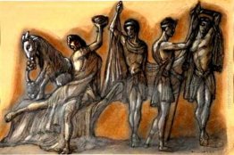 Gli studi di costume con figure mitologiche per il balletto "Dio Gli studi di costume con figure mitologiche per il balletto "Dio