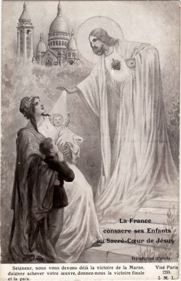 Francia benedice i suoi figli prima del Sacro Cuore di Gesù Francia benedice i suoi figli prima del Sacro Cuore di Gesù