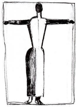 Figura sotto forma di una croce con le mani alzate Figura sotto forma di una croce con le mani alzate
