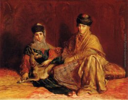 Femme et fillette de Constantine avec une gazzella Femme et fillette de Constantine avec une gazzella