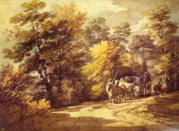 Paesaggio boscoso con un carro in the Shade Paesaggio boscoso con un carro in the Shade