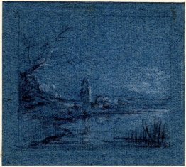 Paesaggio aperto con pastore e le pecore Paesaggio aperto con pastore e le pecore