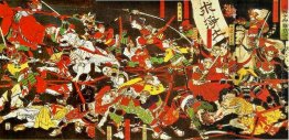 Tokugawa con l'aiuto dei monaci Jodo del tempio Daijuji in Okiza Tokugawa con l'aiuto dei monaci Jodo del tempio Daijuji in Okiza