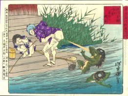 Farting ad un kappa al deposito di legname a Fukagawa Farting ad un kappa al deposito di legname a Fukagawa