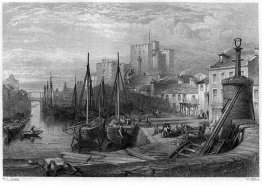 Castle Rushen, Castleton, Isola di Man, incisione di William Mil Castle Rushen, Castleton, Isola di Man, incisione di William Mil