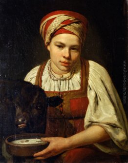 Una contadina con un vitello Una contadina con un vitello
