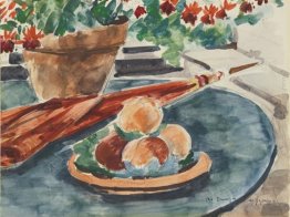 Natura morta con pesche e ombrello Natura morta con pesche e ombrello