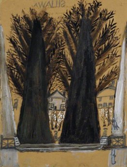 Paesaggio con due alberi di grandi dimensioni e Case Paesaggio con due alberi di grandi dimensioni e Case