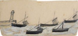 Cinque Pescherecci Ancorati da Pier e Faro Cinque Pescherecci Ancorati da Pier e Faro