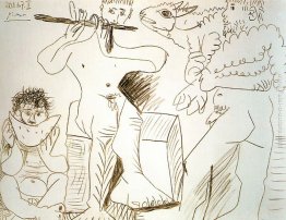 L'uomo con l'agnello, l'uomo mangiando anguria e flautista L'uomo con l'agnello, l'uomo mangiando anguria e flautista