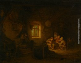 Una taverna Interno con contadini Bere sotto una finestra Una taverna Interno con contadini Bere sotto una finestra