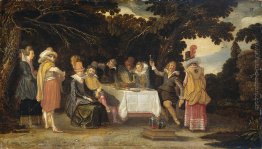 Elegante società nel mangiare all'aperto Elegante società nel mangiare all'aperto