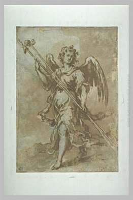 Angelo che regge il titolare lancia e la spugna Angelo che regge il titolare lancia e la spugna