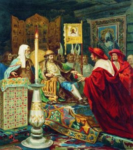 Il principe Alexander Nevsky Ricevere papale Legati