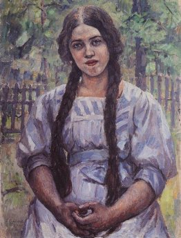Una ragazza con le trecce. Ritratto di A. A. Dobrinskaya.