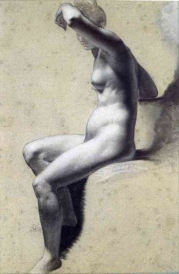 Disegno di Nudo femminile con carboncino e gessetto