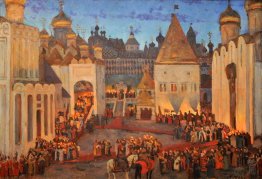 Mikhail Fyodorovitch incoronazione a 1613. Sobornaya Square. Mos