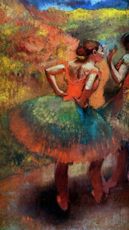 Due ballerine in Gonne verde, Paesaggio Scener