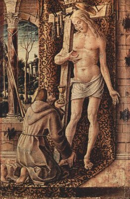 San Francesco d'Assisi coglie il sangue di Cristo dalle ferite