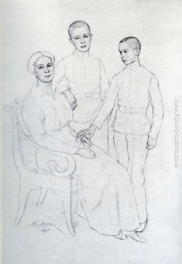 Il Family Portrait (Klavdiya Yuon, moglie dell'artista, ei figli
