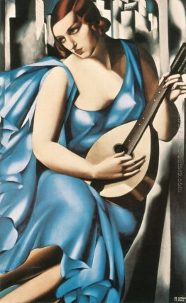 Blu donna con una chitarra