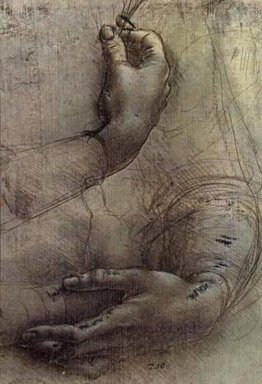 Studio di braccia e mani, uno schizzo di da Vinci comunemente co