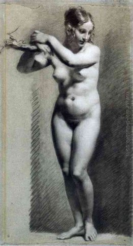Disegno di Nudo femminile con carboncino e gessetto