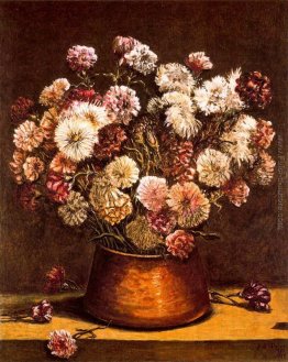 Natura morta con fiori in ciotola di rame